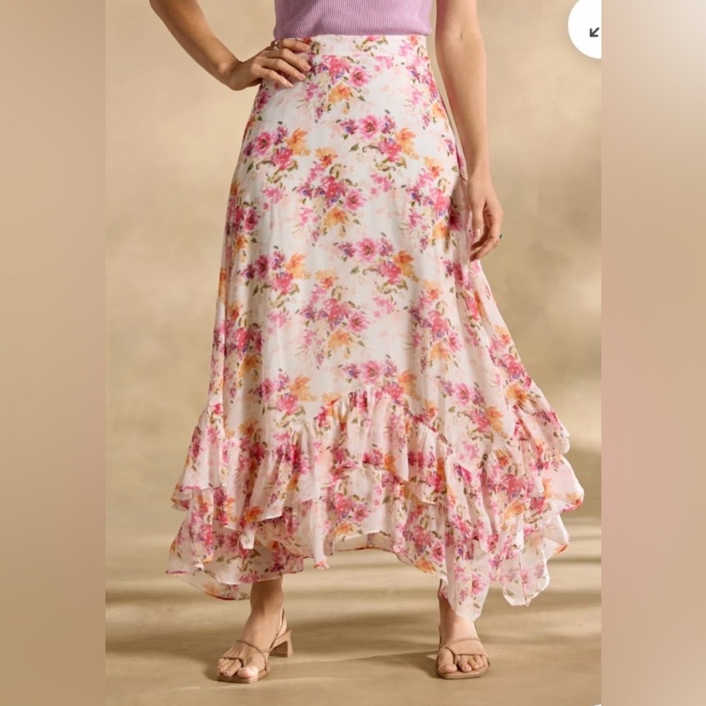 NWT Sundance Champs de Fleur Skirt. Asymmetrical, Ruffled Hem. M. Lined. Pretty!